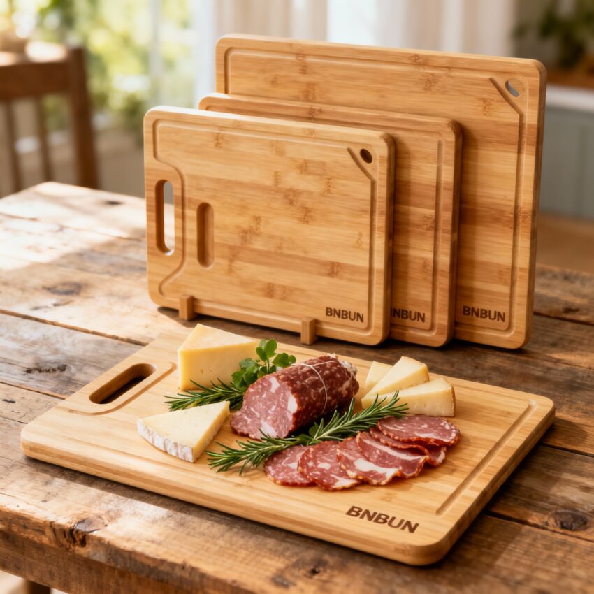 BNBUN Bamboo Cutting Board 3-Piece Set: Premium Kitchen Cutting Boards